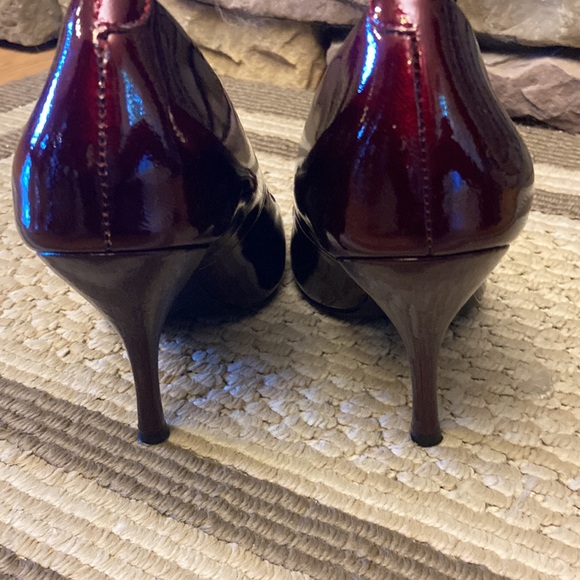 Ruby red, Peep toe stiletto pumps - Picture 4 of 7